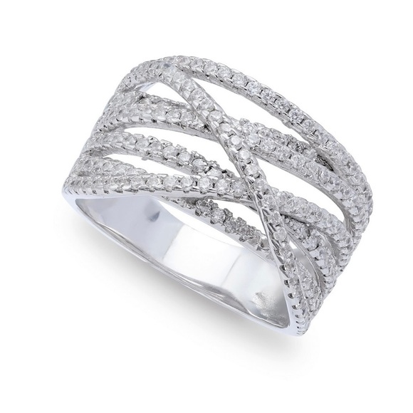 NWOT MACY’S 1 1/6 CT. T.W. CUBIC ZIRCONIA INTERLOCKING RING IN STERLING SILVER-6 - Picture 3 of 7